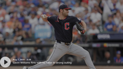 윌리엄스, 44년만의 클리블랜드 투수 노히트 도전 무산